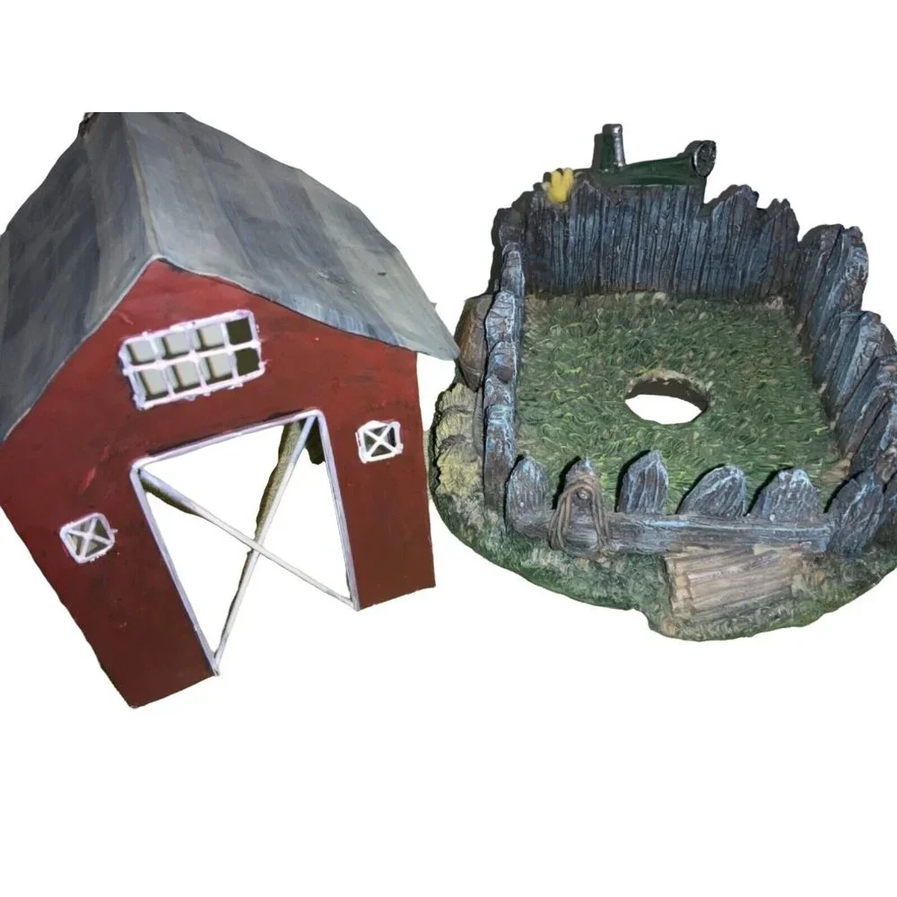 Barn House Building Tractor Nightlight Table atop Electric